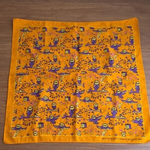 Orange Owl Print Cotton Bandana